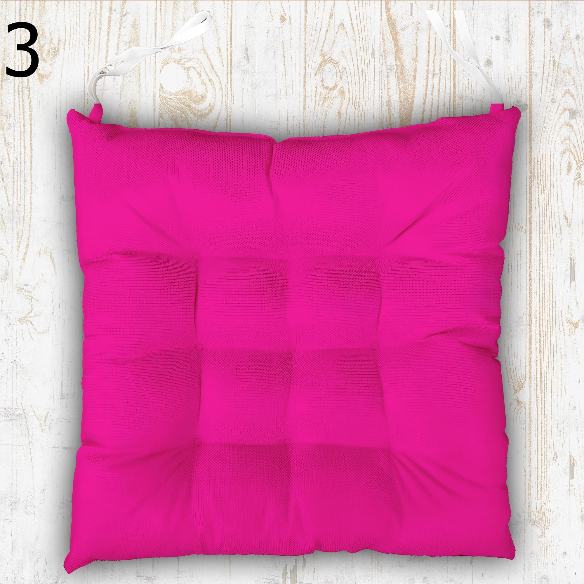 Colorful Chair Pads with Ties, Solid Cotton Seat Cushions, Vibrant Chair Pillow, Multicolored Kitchen Chair Pads, Square Chair Cushion