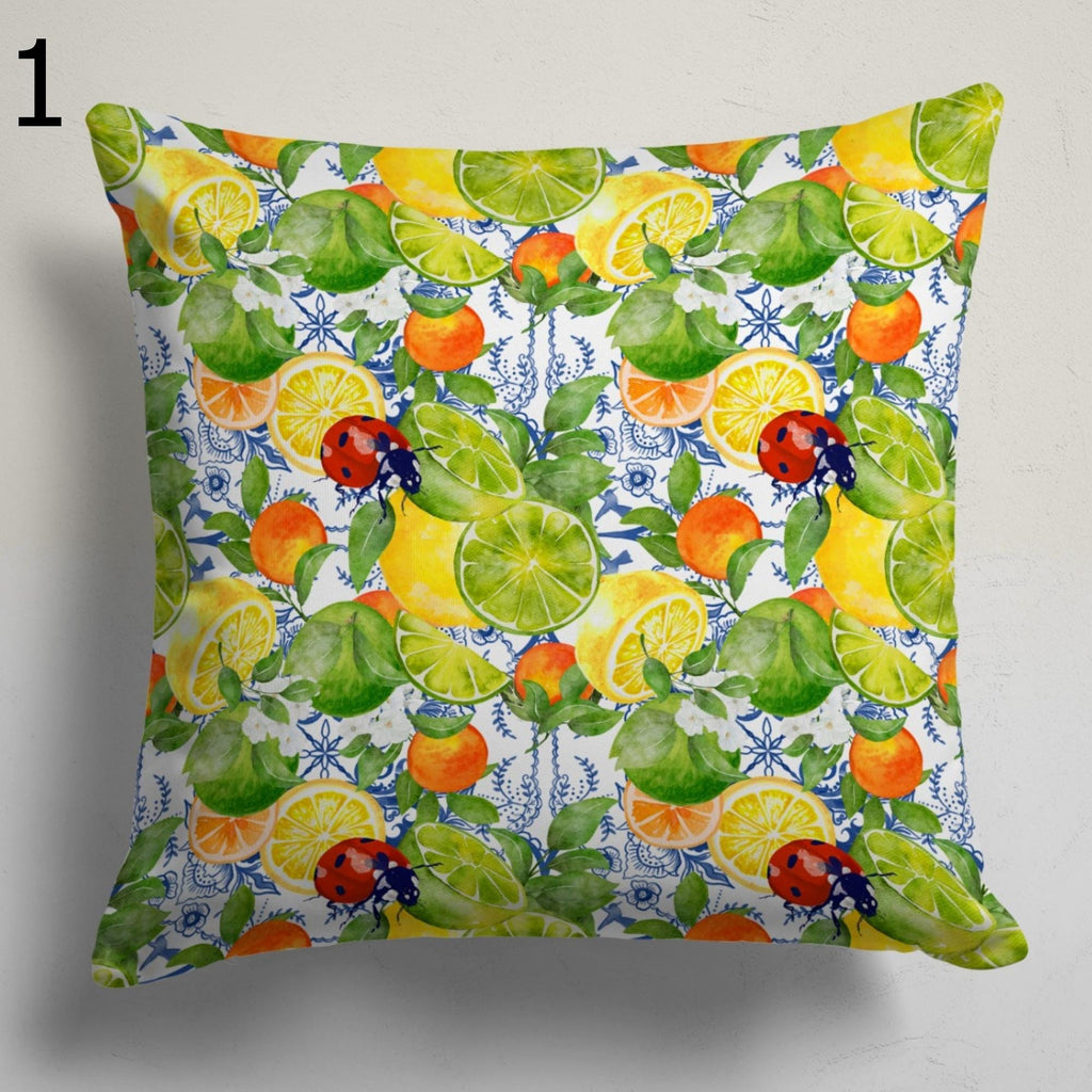 Lemon Fruit Pillow Covers, Mediterranean Citrus Throw Pillows, Summer Cushion Covers, Blue Lemon Decor Pillowcase, Mediterranean Home Decor