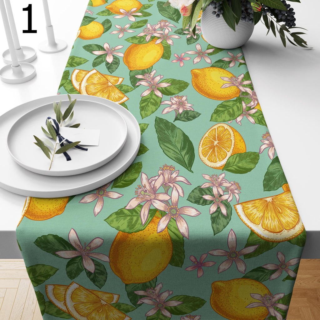 Farmhouse Lemon Table Runners, Lemon Table Runners, Lime Table Runners, Yellow Lemon Kitchen Dining Table Decor, Yellow Lemon Print Runners