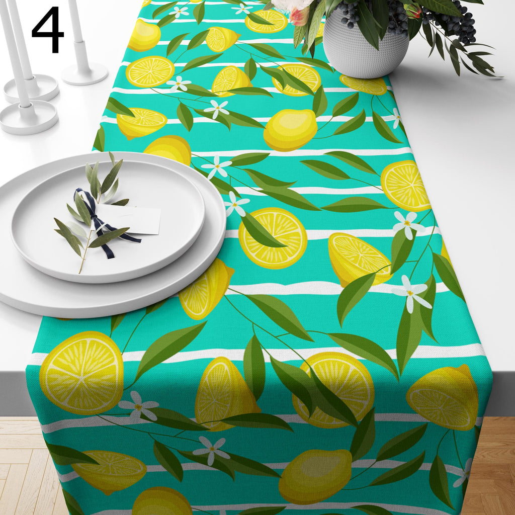 Farmhouse Lemon Table Runners, Lemon Table Runners, Lime Table Runners, Yellow Lemon Kitchen Dining Table Decor, Yellow Lemon Print Runners