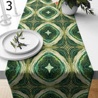 Retro Table Runners, Mid Century Green Table Runners, 70s Table Runners, Retro Table Decor, Green Retro Style Print Runners