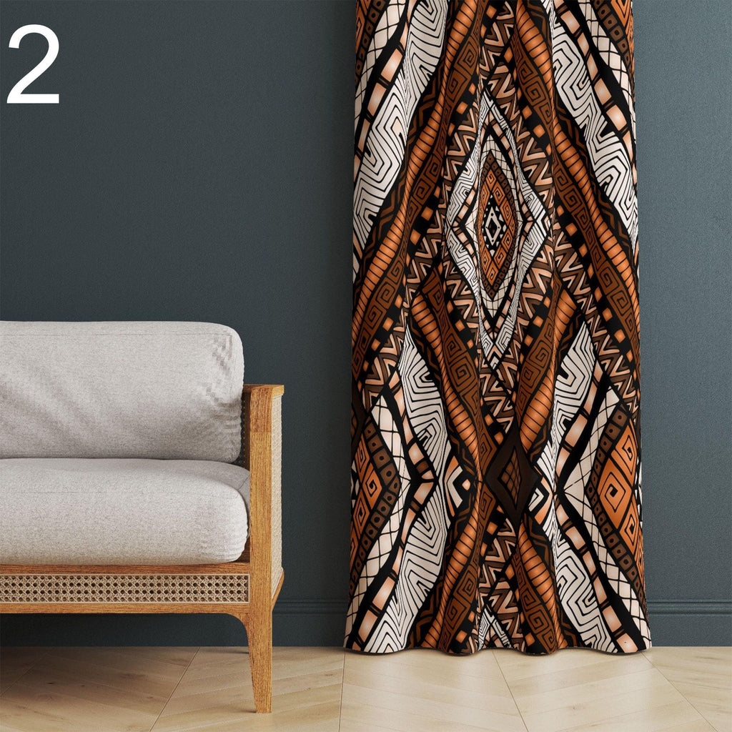 Tribal Geometric Curtains, Southwestern Pattern Drapes, Boho Earth Tone Window Panels, Native Inspired Aztec Curtain