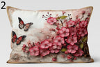 Butterfly Floral Pillow Covers, Pink Cherry Blossom Cushion Covers, Romantic Spring Throw Pillows, Nature Art Decorative Pillowcase