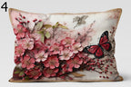 Butterfly Floral Pillow Covers, Pink Cherry Blossom Cushion Covers, Romantic Spring Throw Pillows, Nature Art Decorative Pillowcase