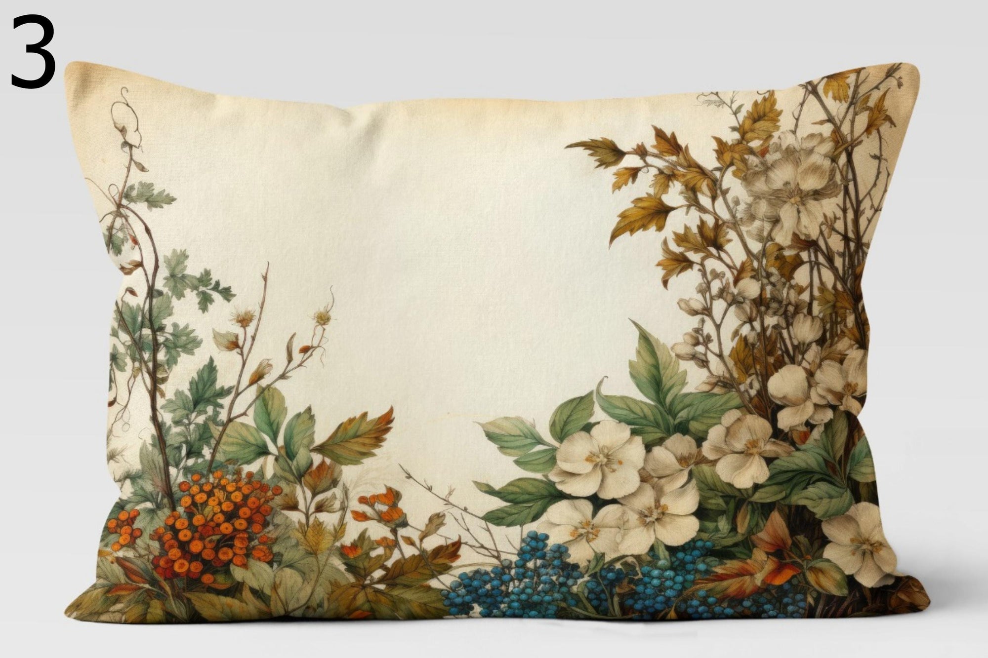 Vintage Botanical Pillow Covers, Cottagecore Floral Cushion Covers, Autumn Nature Throw Pillow, Rustic Farmhouse Pillowcase