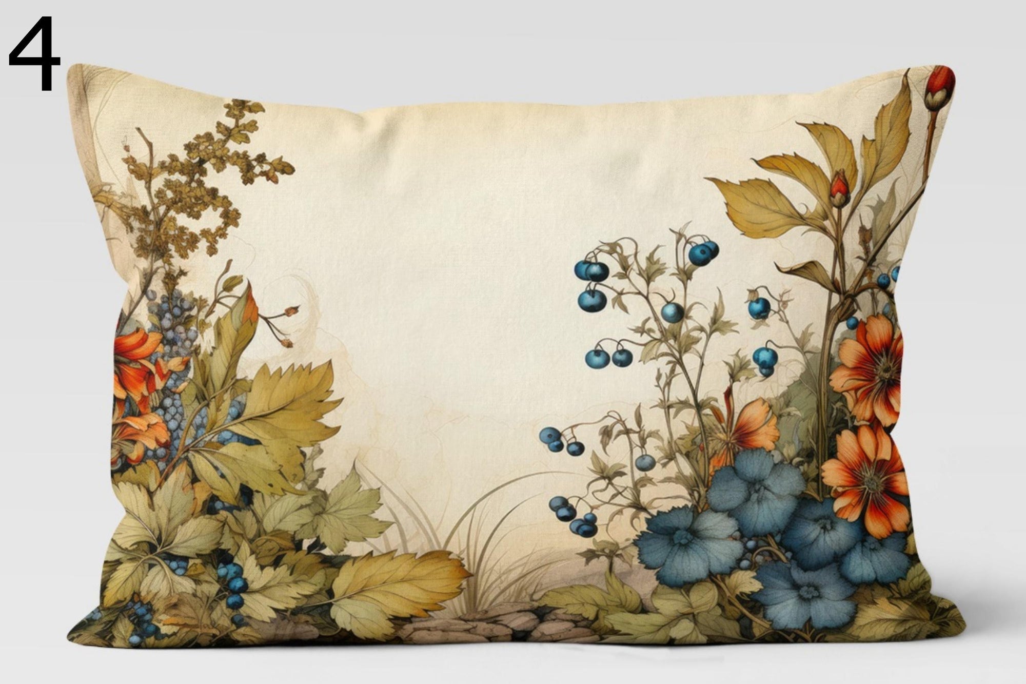Vintage Botanical Pillow Covers, Cottagecore Floral Cushion Covers, Autumn Nature Throw Pillow, Rustic Farmhouse Pillowcase