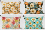 Daisy Pillow Covers, Colorful Floral Throw Pillows, Retro Flower Cushion Covers, Summer Botanical Rectangle Pillowcases