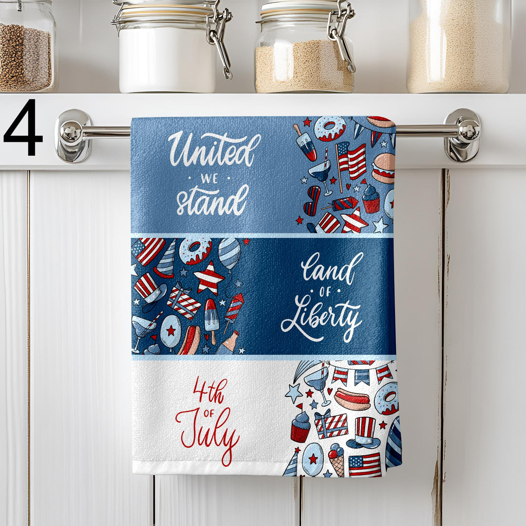 4th of July Kitchen Towels, Independence Day Dish Towels, Patriotic Tea Towels, USA Flag Towel Set, Red White Blue Kitchen Gift