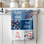 4th of July Kitchen Towels, Independence Day Dish Towels, Patriotic Tea Towels, USA Flag Towel Set, Red White Blue Kitchen Gift