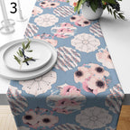 Floral Table Runners, Blue Flowers Table Runners, Spring Flowers Table Runner, Floral Printed Table Runner, Floral Table Decor Runners