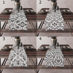 Gray White Damask Table Runner, Baroque Floral Table Decor, Elegant Cotton Table Runner, Classic Dark Gray Table Runners