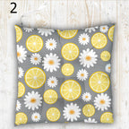 Vibrant Colors Lemon Print Chair Cushion, Lemon Chair Pads, Yellow Summer Chair Pads with Ties, Daisy Floral Patio Chair Pads