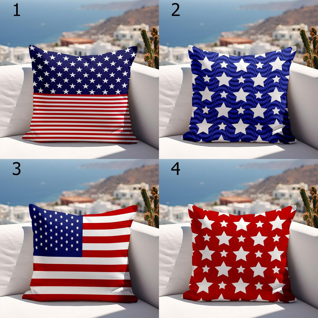 4th July Outdoor Patio Cushion Cover, Independence Day Outdoor Pillow Covers, Outdoor Patriotic Pillowcase, 4th July Waterproof Pillowcases