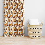 70s Retro Orange Brown Curtains, Mid Century Modern Curtain Panels, MCM Printed Curtain, Retro Style Window Curtains, 50s 60s Curtain Panels