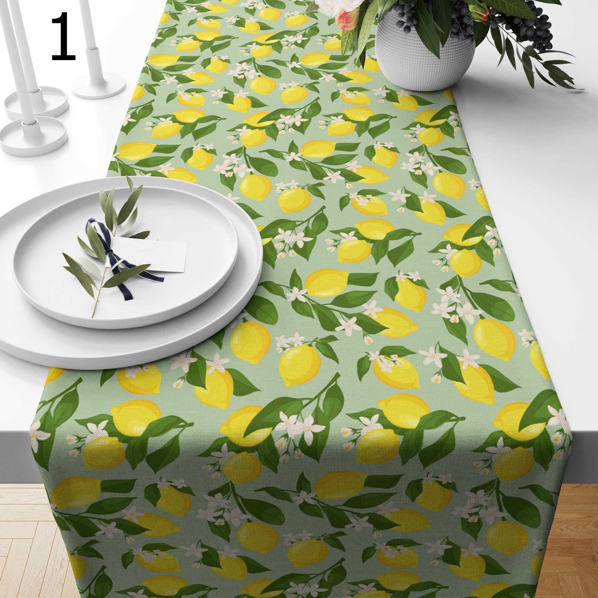 Farmhouse Lemon Table Cover, Citrus Lemon Table Decor Runners, Lemon Coffee Table Runner, Yellow Lemon Table Runners, Lemon Table Covers