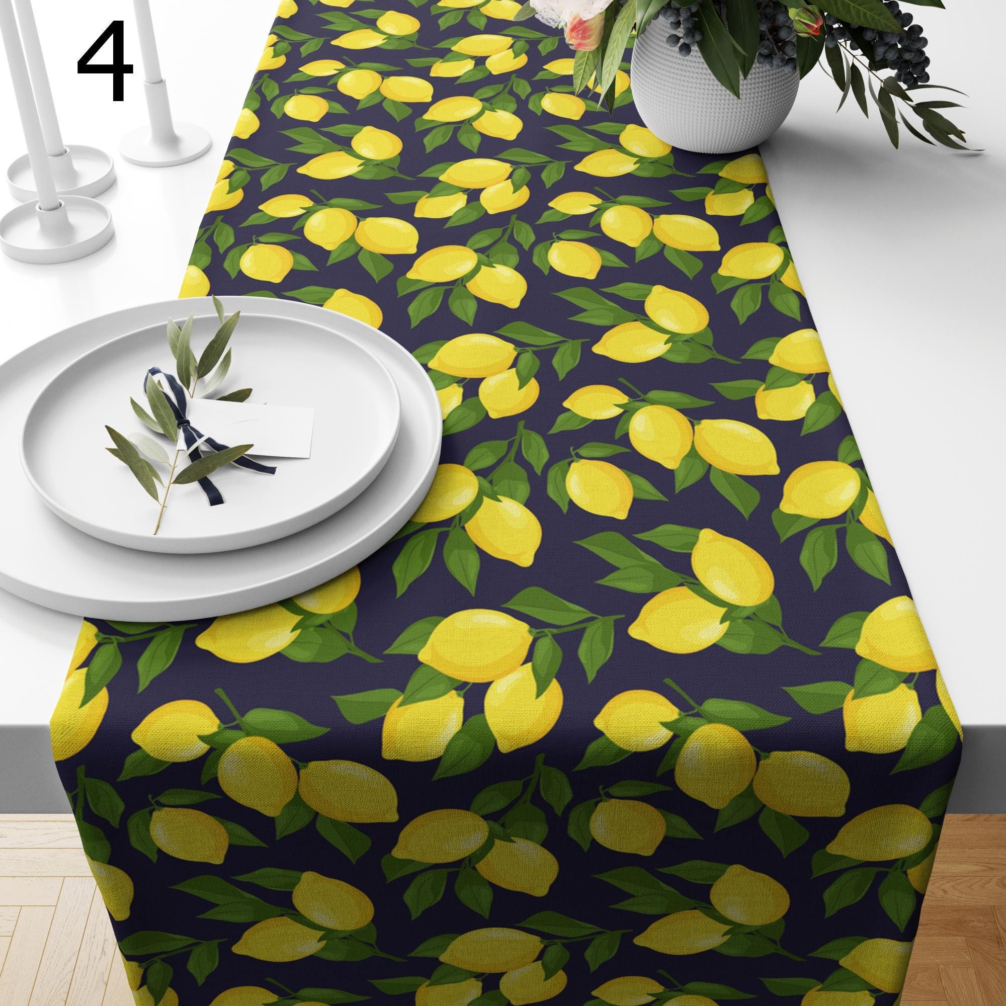 Farmhouse Lemon Table Cover, Citrus Lemon Table Decor Runners, Lemon Coffee Table Runner, Yellow Lemon Table Runners, Lemon Table Covers