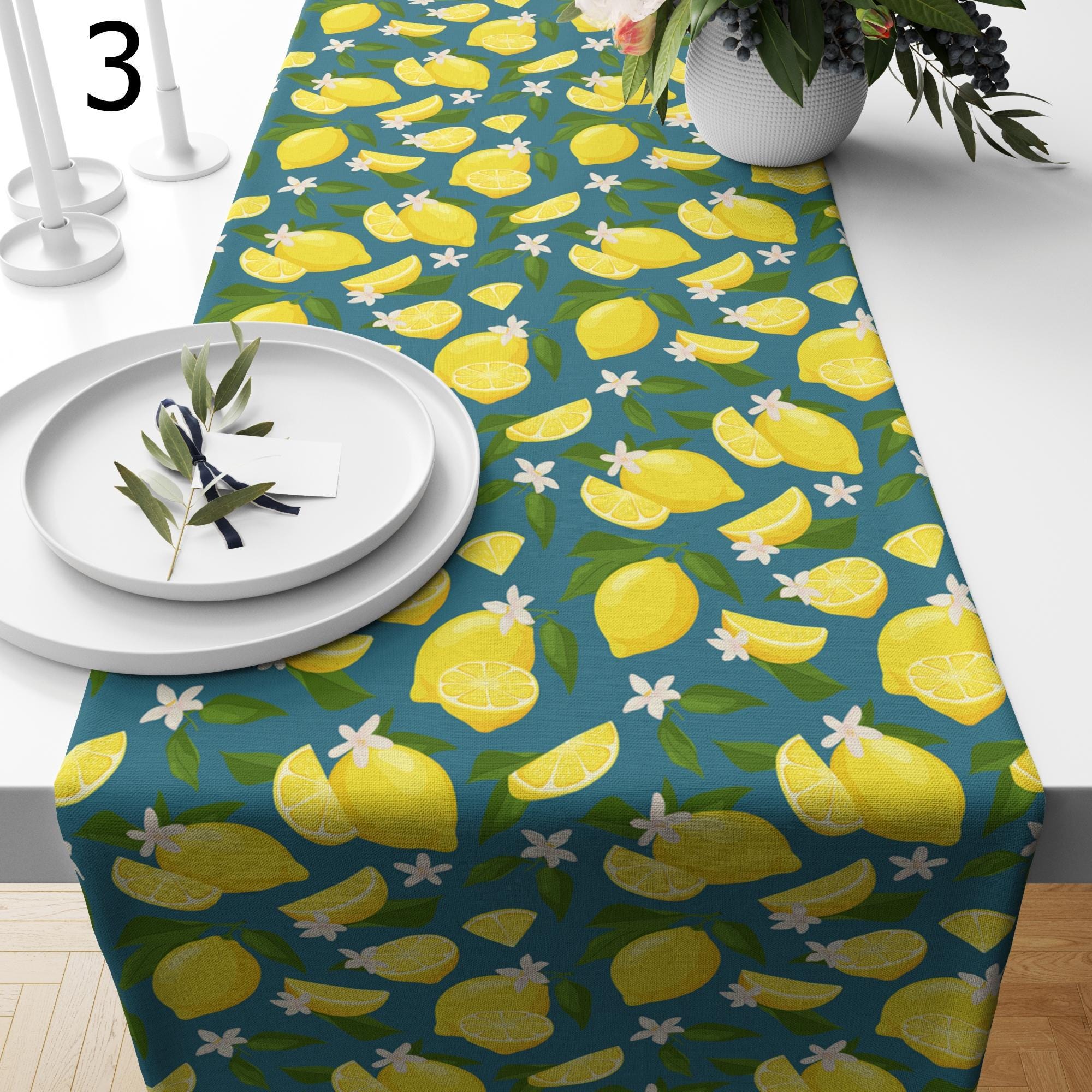 Farmhouse Lemon Table Cover, Citrus Lemon Table Decor Runners, Lemon Coffee Table Runner, Yellow Lemon Table Runners, Lemon Table Covers