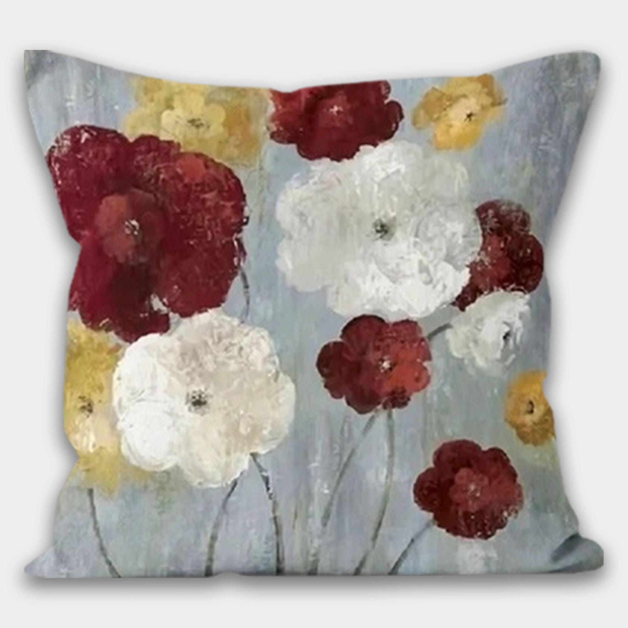 Waterproof Outdoor Floral Pillow Covers, Bold Botanical Cushion Covers for Patio & Living Room, Red Floral Indoor/Outdoor Home Decor