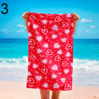 Colorful Heart Beach Towels, Romantic Summer Style Pool Towel, Soft & Lightweight Sand-Free Towel, Heart Print Towel, Romantic Beach Gift
