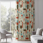 Retro Vintage Curtains, Mid Century Window Curtain, 50s 60s Retro Print Curtain Panels, MCM Curtains, 70s Retro Geometric Abstract Drapes