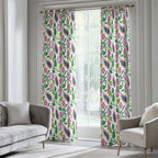 Floral Paisley Print Curtains, Boho Flowers Curtain Panel, Paisley Botanical Drapes, Pink Green Purple Paisley Floral Window Panel