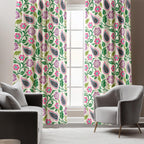 Floral Paisley Print Curtains, Boho Flowers Curtain Panel, Paisley Botanical Drapes, Pink Green Purple Paisley Floral Window Panel