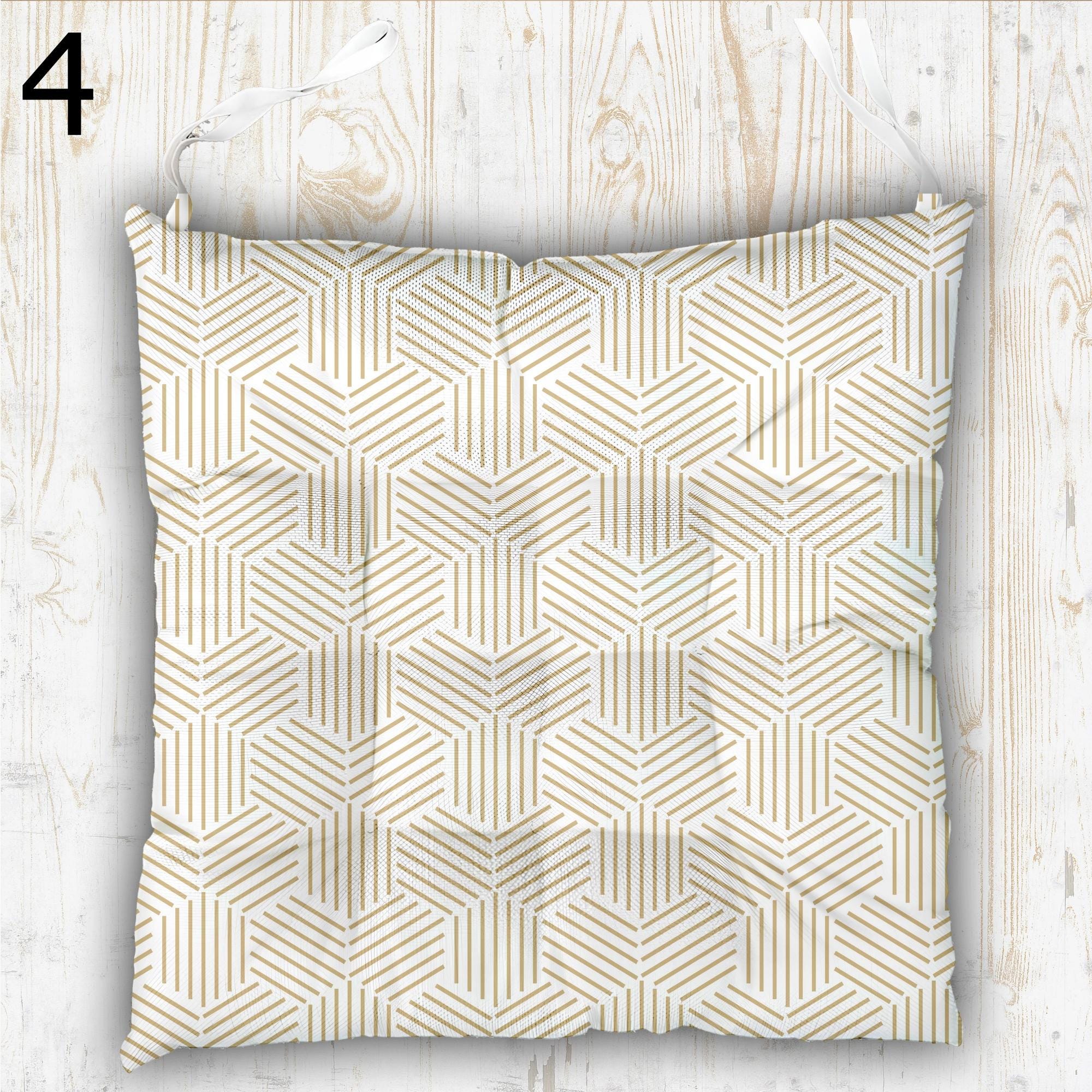 Modern Boho Tie-On Chair Pads, Colorful Seat Cushions, Cozy Chair Pillows, Patterned Dining Chair Cushions, Washable Chair Pads