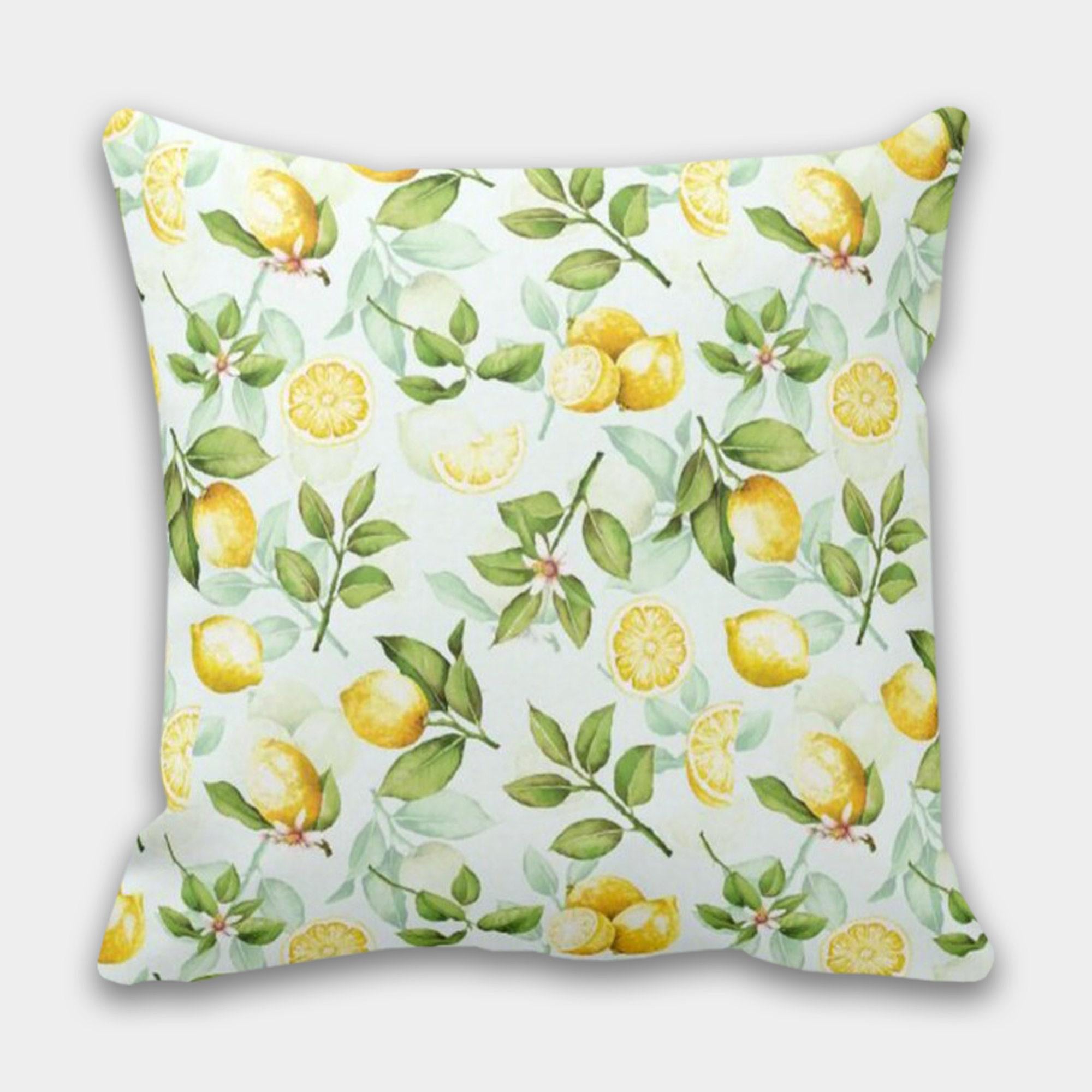 Yellow Lemon Pillow Covers, Waterproof Lemon Pillowcase, Floral Summer Pillow, Lemon Kitchen Pillow Decor, Lemon Indoor/Outdoor Home Decor