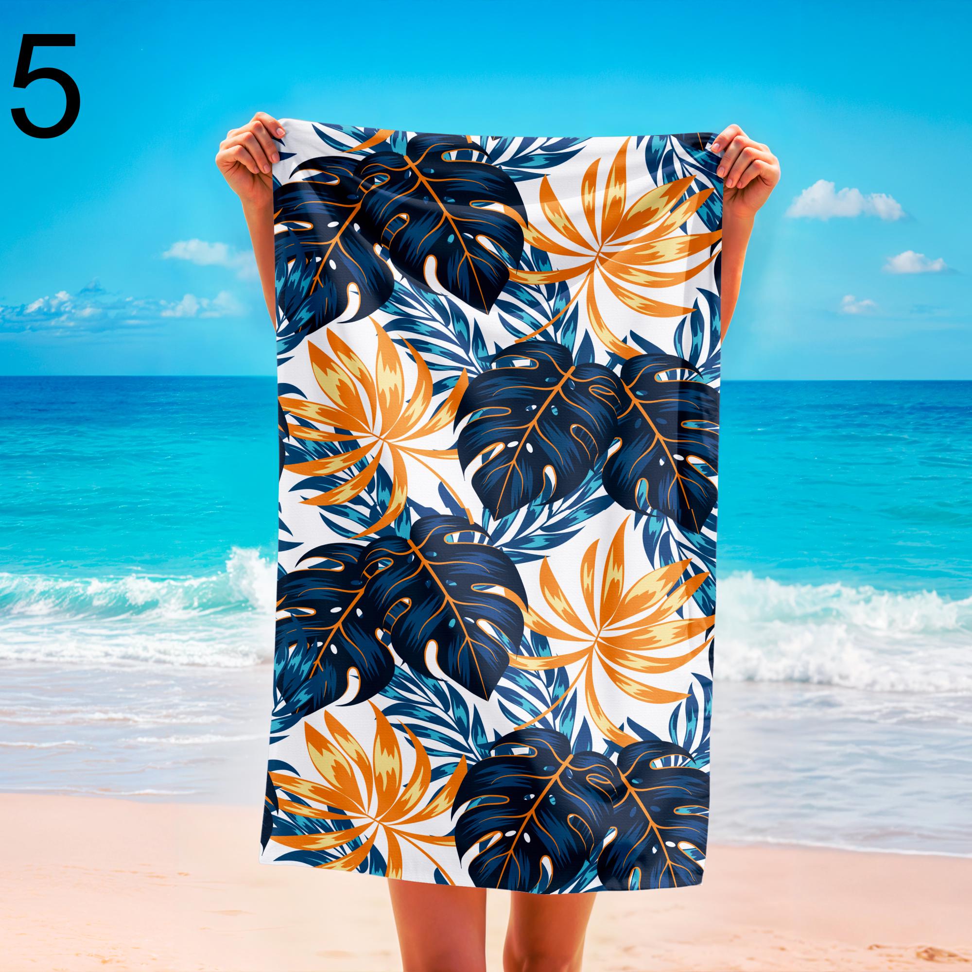 Tropical Leaf Beach Towel, Botanical Palm Print Towel, Floral Jungle Travel Towel, Quick Dry Summer Beach Towel, Tropical Bathroom Towel