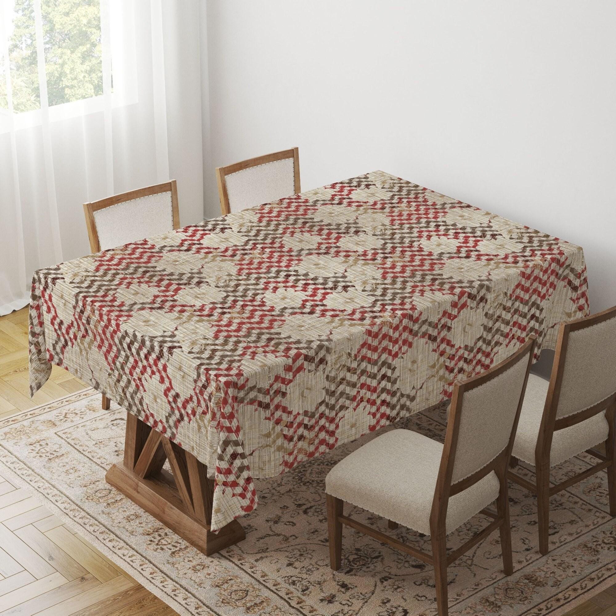 Rug&Ethnic Tablecloth, Kilim Rug Print Tablecloth, Ethnic Boho Tablecloth, Southwestern Aztec Tablecloth, Boho Tablecloth