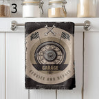 Vintage Car Service Tea Towels, Garage Mechanic Kitchen Towels, Classic Auto Repair Gift Towel, Industrial Retro Hand Towels