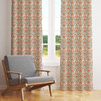 Retro Floral Curtains, 70s Hand Drawn Flower Drapes, 70s Boho Floral Curtain Panels, Mid Century Retro Flowers Window Print Curtains