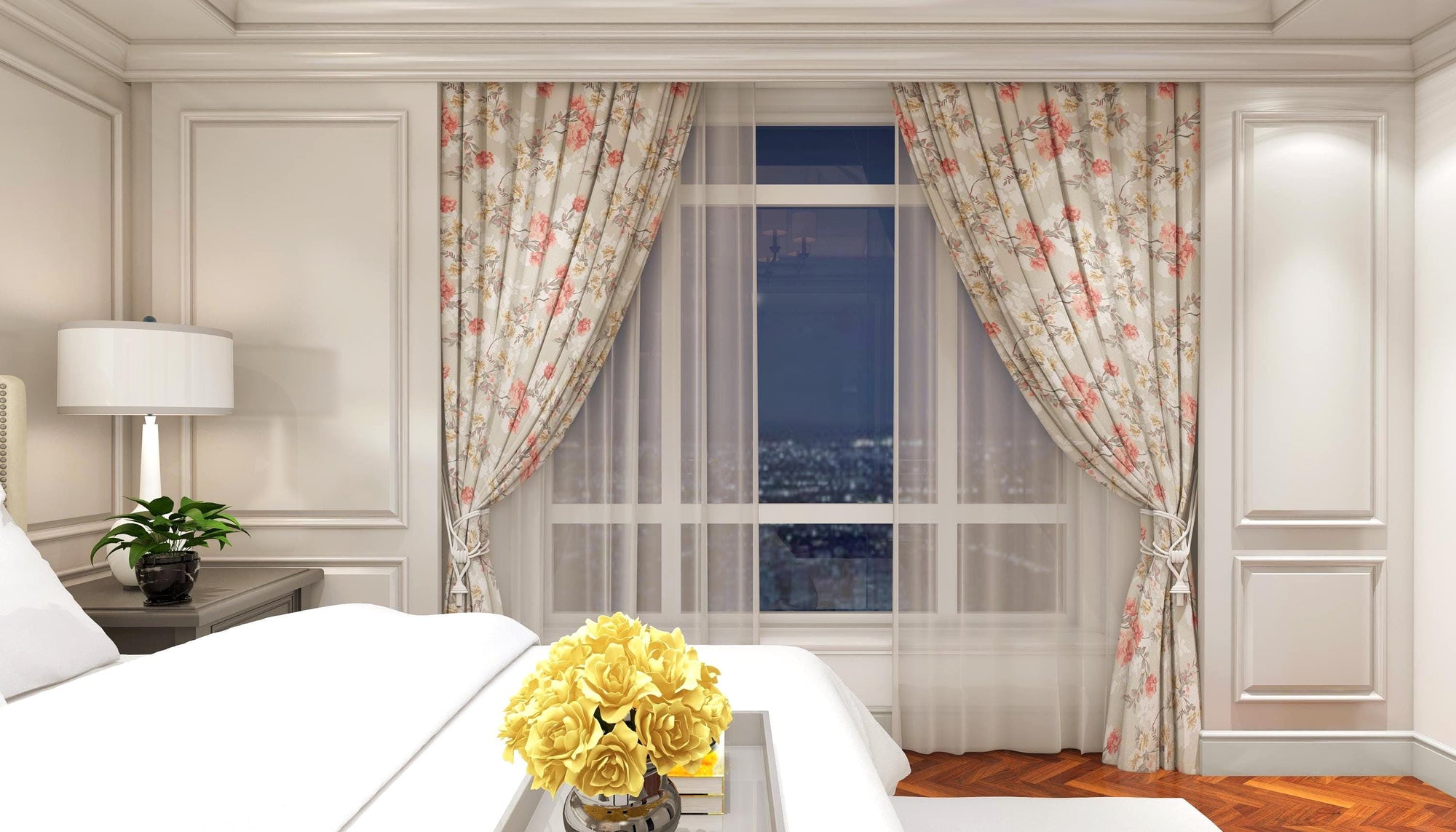 Vintage Floral Curtains, Farmhouse Floral Curtain Panels, French Country Panel Curtains, Romantic Cottagecore Flowers Grommet Drapes