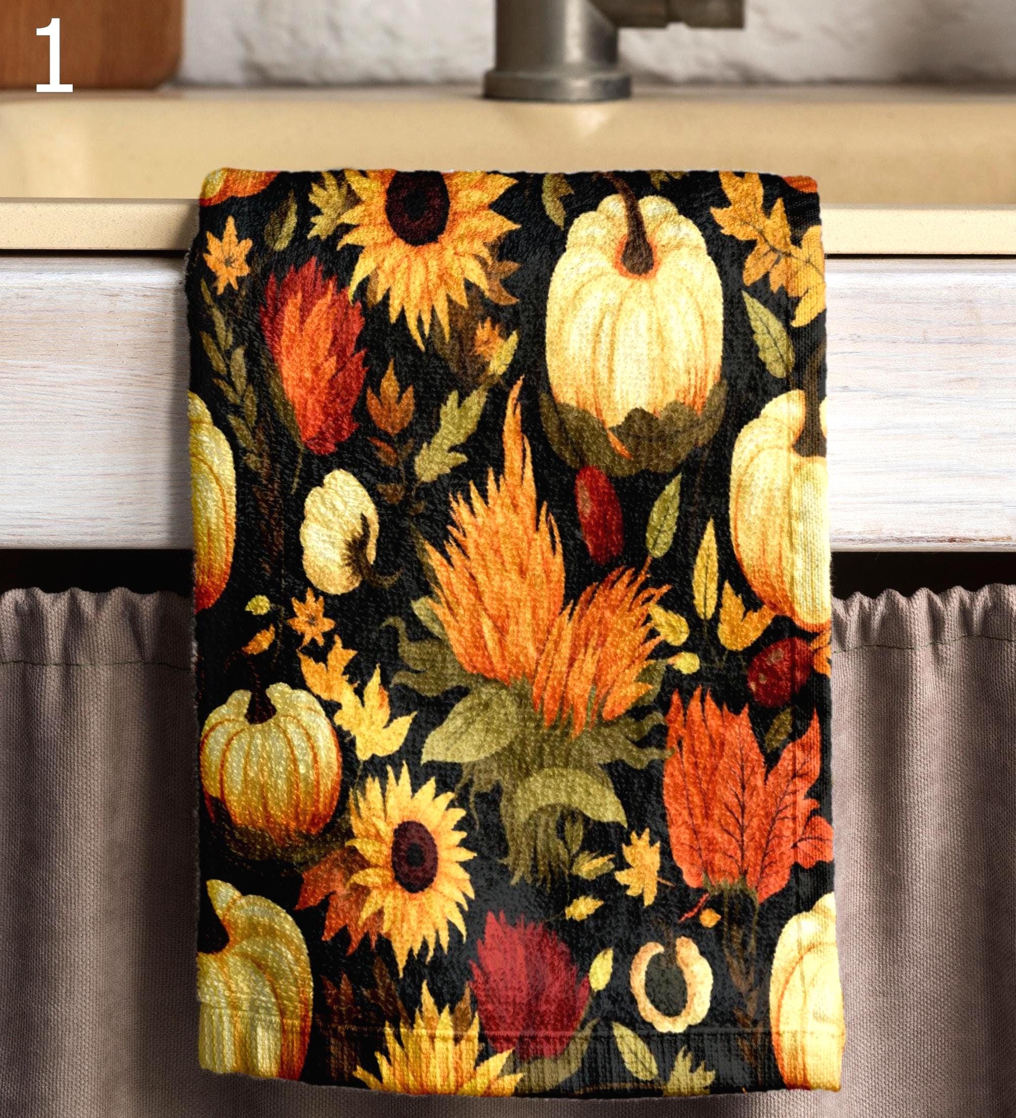 Thanksgiving Hand Towel, Autumn Pumpkin Tea Towels, Thanksgiving Pumpkin Dish Towel, Fall Orange Pumpkin Kitchen Towels, Pumpkin Tea Towels