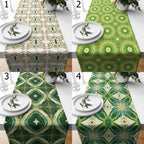 Retro Table Runners, Mid Century Green Table Runners, 70s Table Runners, Retro Table Decor, Green Retro Style Print Runners
