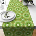 Retro Table Runners, Mid Century Green Table Runners, 70s Table Runners, Retro Table Decor, Green Retro Style Print Runners
