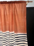 Terracotta Striped Curtain Panel, Modern Rustic Boho Window Drapes, Earth Tone Farmhouse Decor Curtain, Mid Century Modern Panel