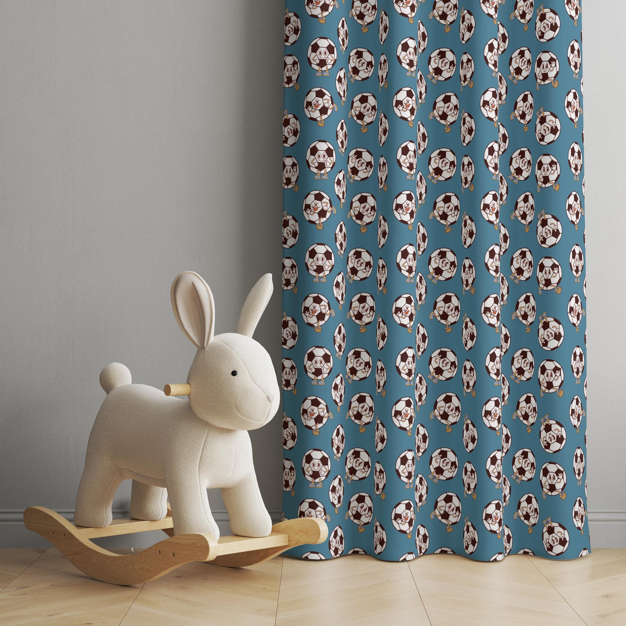 Kids Sports Theme Curtains, Boys Room Window Panels, Football Soccer Drapes, Playroom Curtain Panels