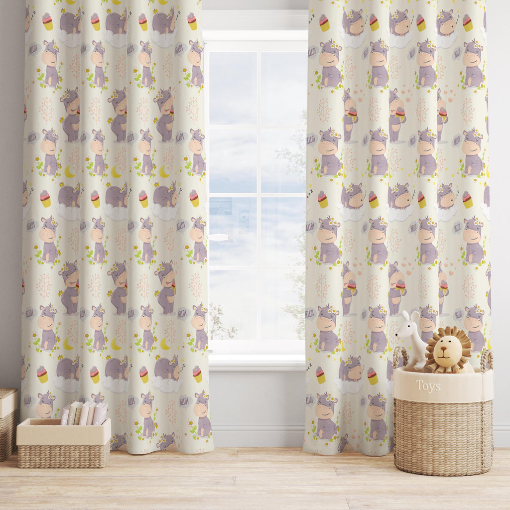 Cute Animals Print Curtain, Kids Room Drapes, Cute Animals Nursery Curtain, Cartoon Animal Window Curtain Panels, Toddler Print Drapes