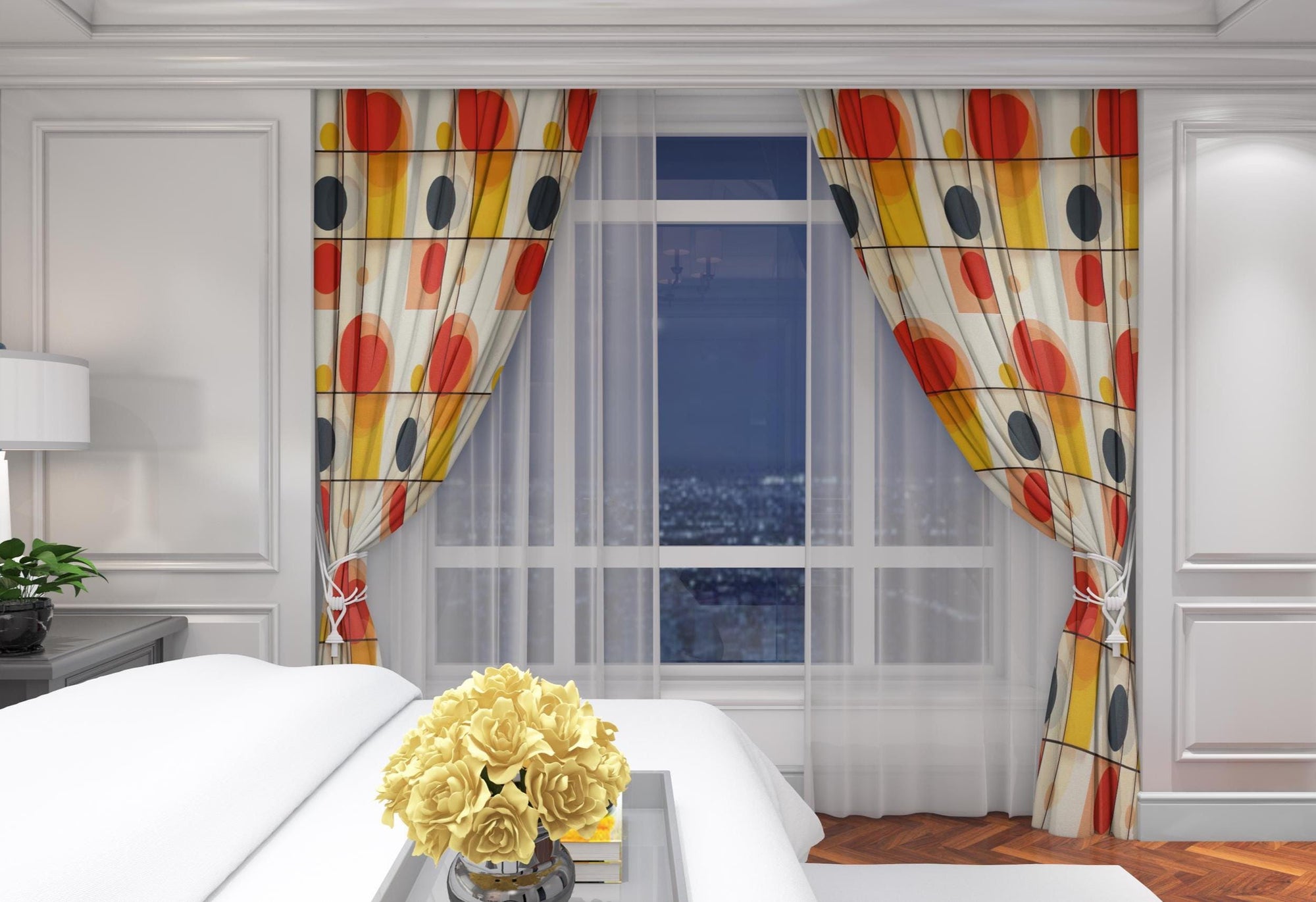 Mondrian Style Panel Curtains, Mid Century Modern Curtain Panels, Retro Color Window Drapes, Geometric Abstract Art Curtains