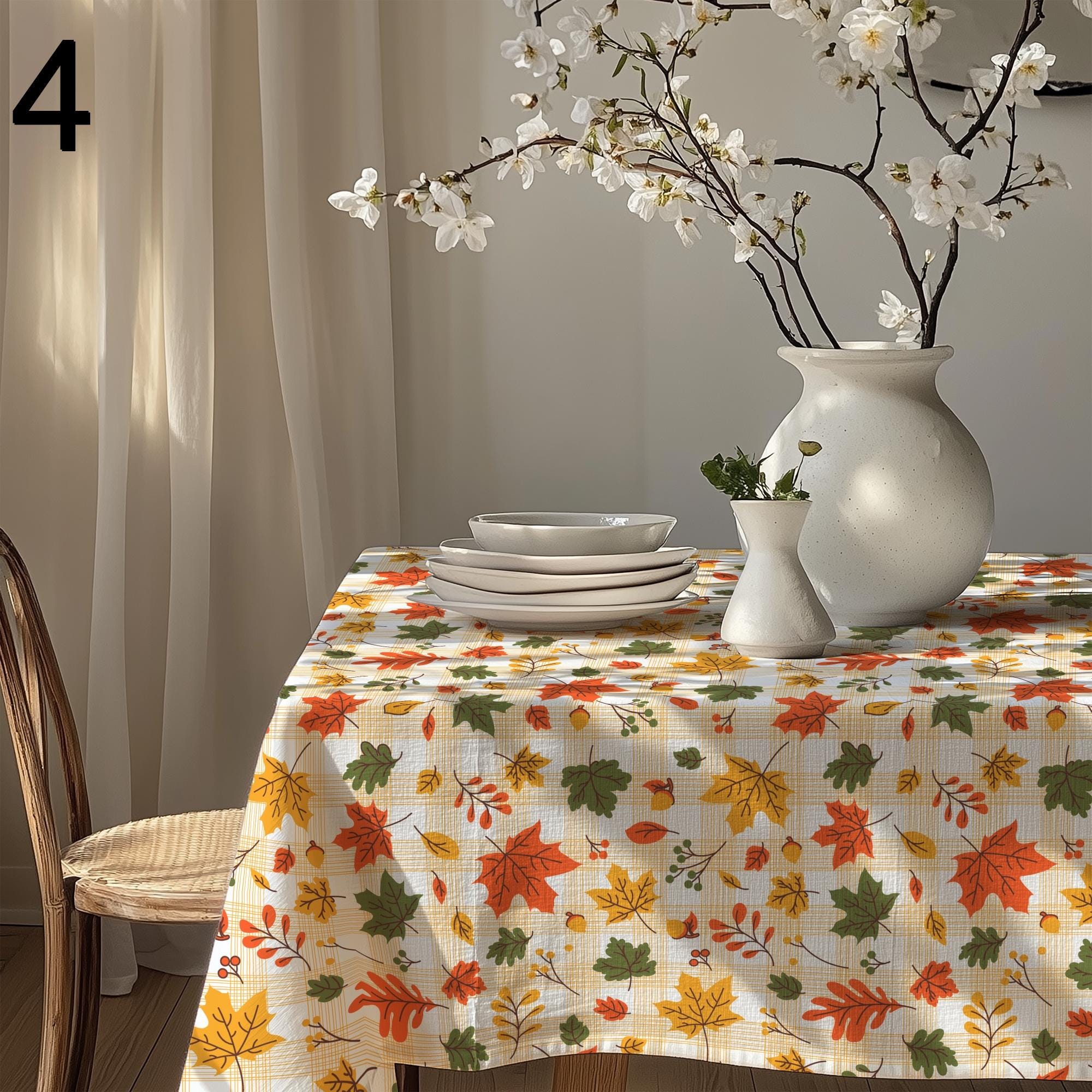 Fall Leaf Tablecloth, Autumn Table Cover, Thanksgiving Table Decor, Harvest Table Linen, Rustic Maple Leaf Tablecloth, Autumn Table Decor