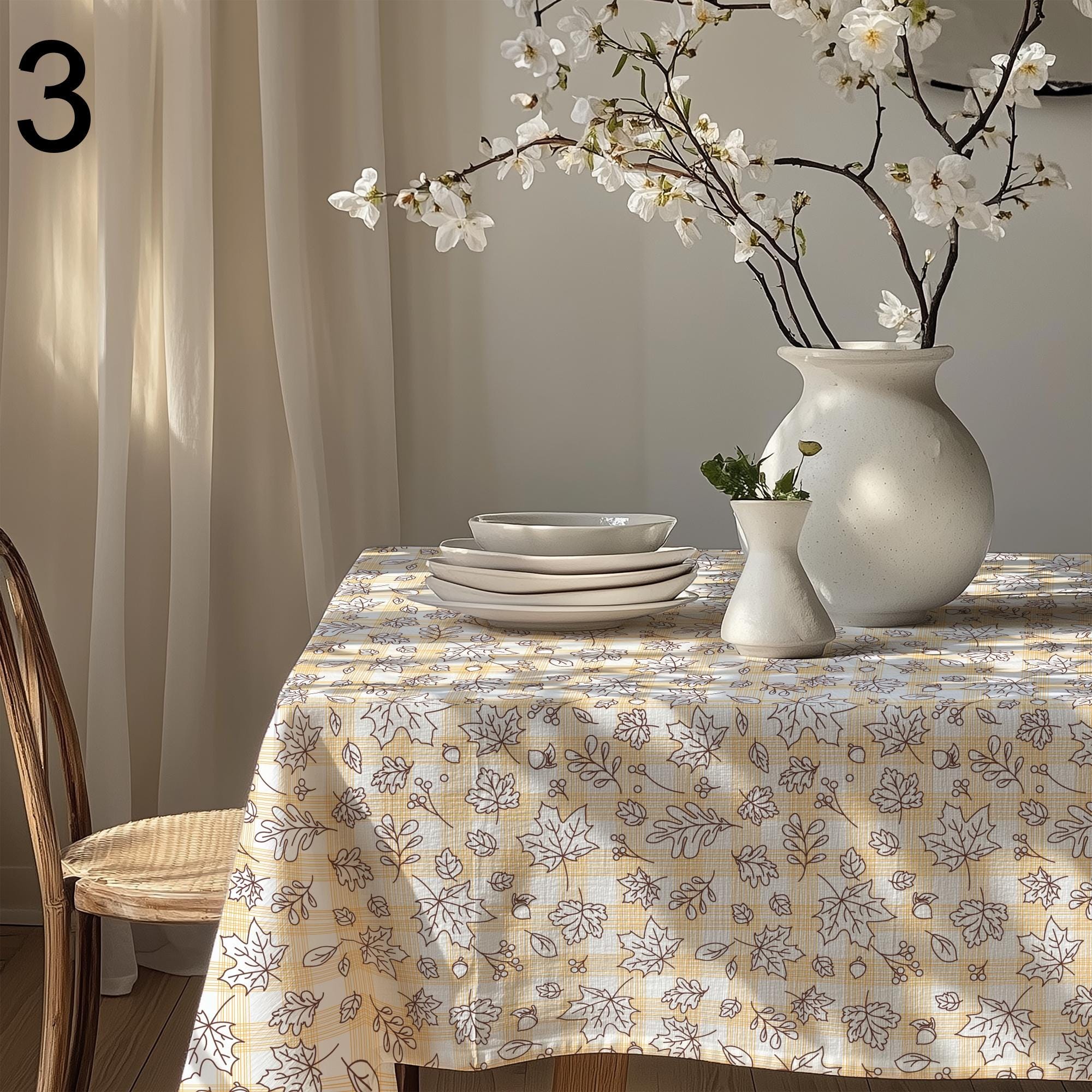 Fall Leaf Tablecloth, Autumn Table Cover, Thanksgiving Table Decor, Harvest Table Linen, Rustic Maple Leaf Tablecloth, Autumn Table Decor
