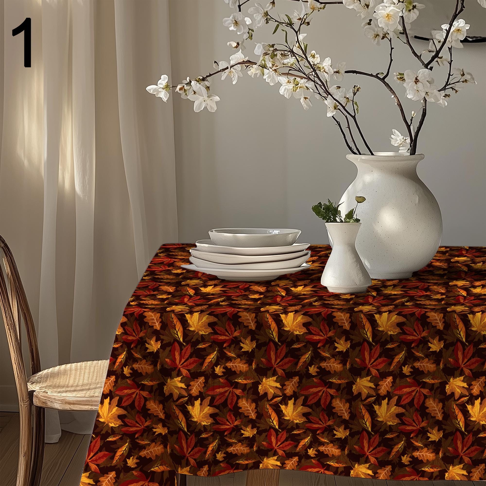 Fall Leaves Table Cover, Autumn Leaf Tablecloth, Seosonal Tablecloth, Harvest Kitchen Table Decor, Autumn Maple Leaves Table Linen