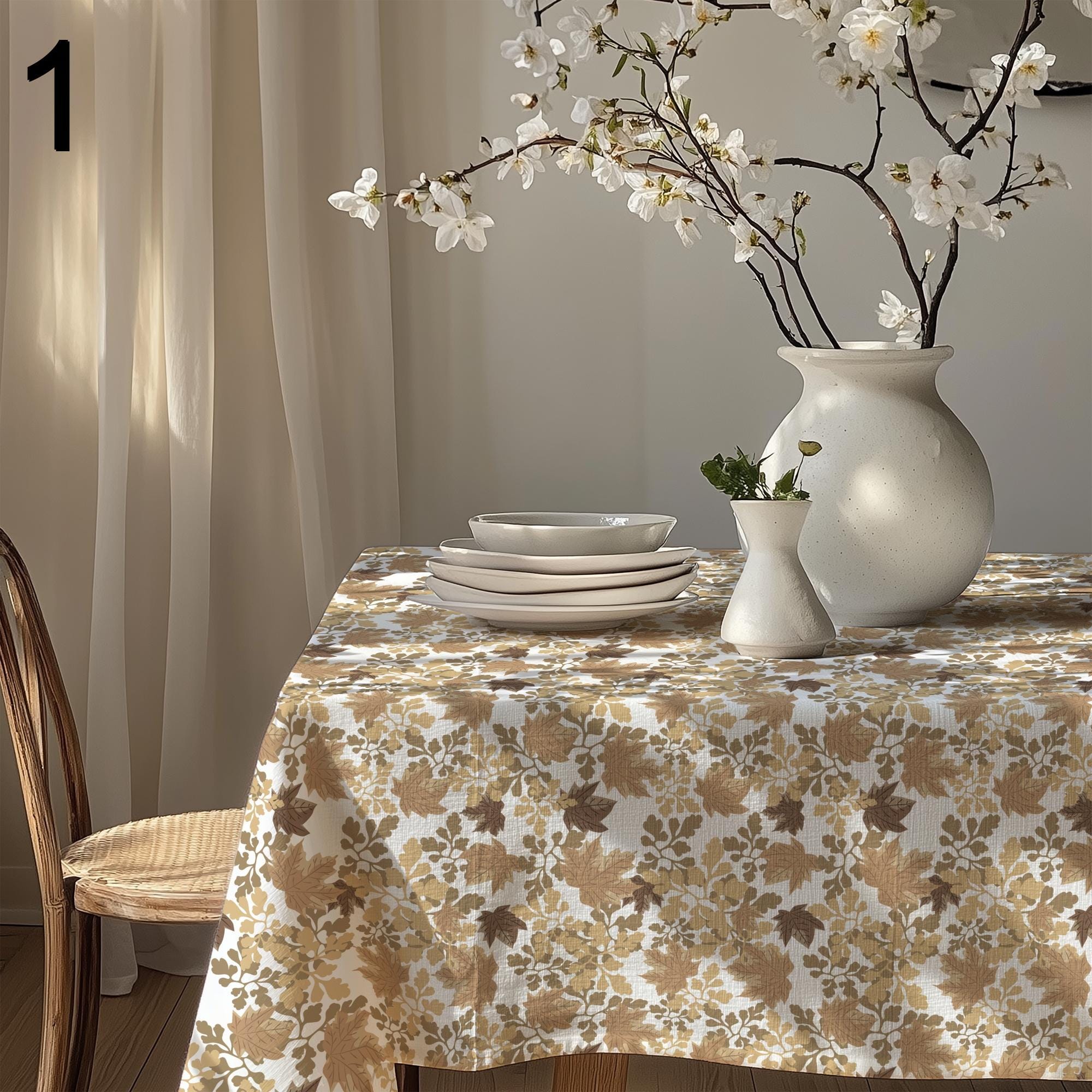 Seosonal Tablecloth, Fall Leaves Table Cover, Autumn Leaf Tablecloth, Harvest Kitchen Table Decor, Autumn Maple Leaves Table Linen