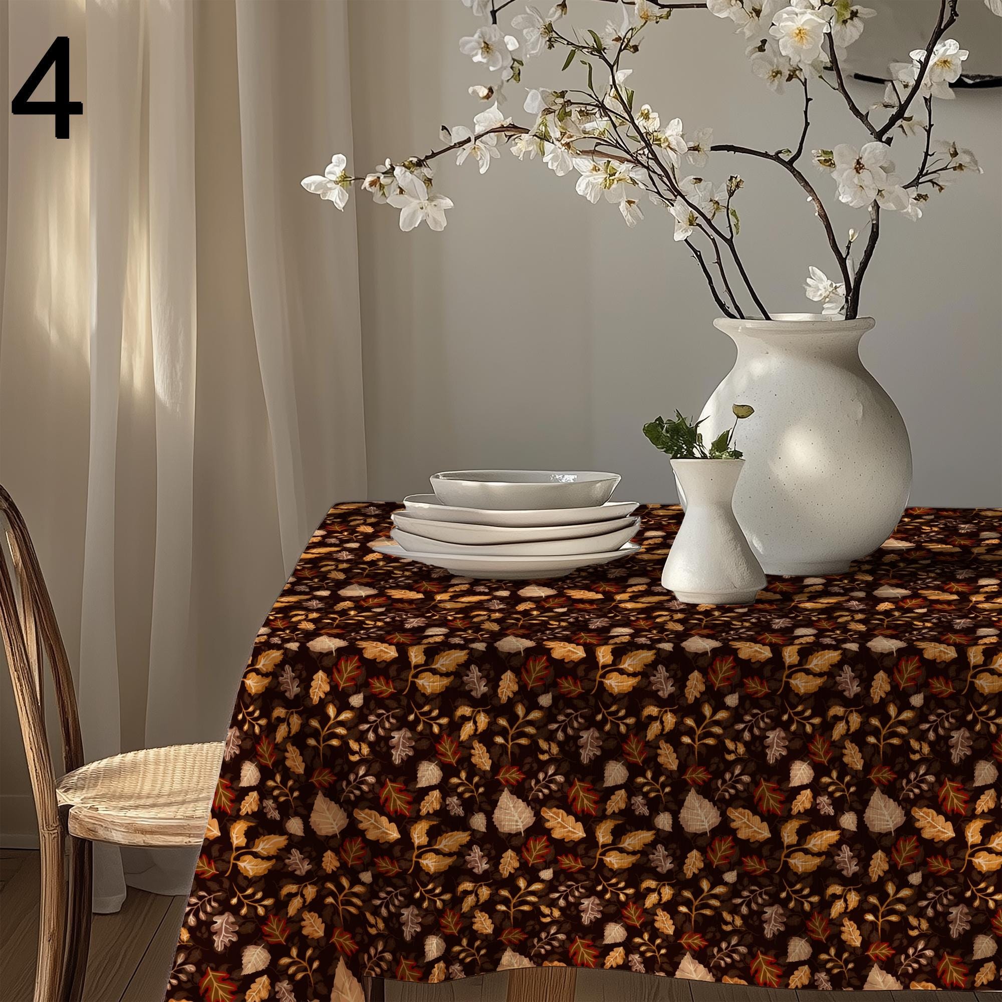 Seosonal Tablecloth, Fall Leaves Table Cover, Autumn Leaf Tablecloth, Harvest Kitchen Table Decor, Autumn Maple Leaves Table Linen