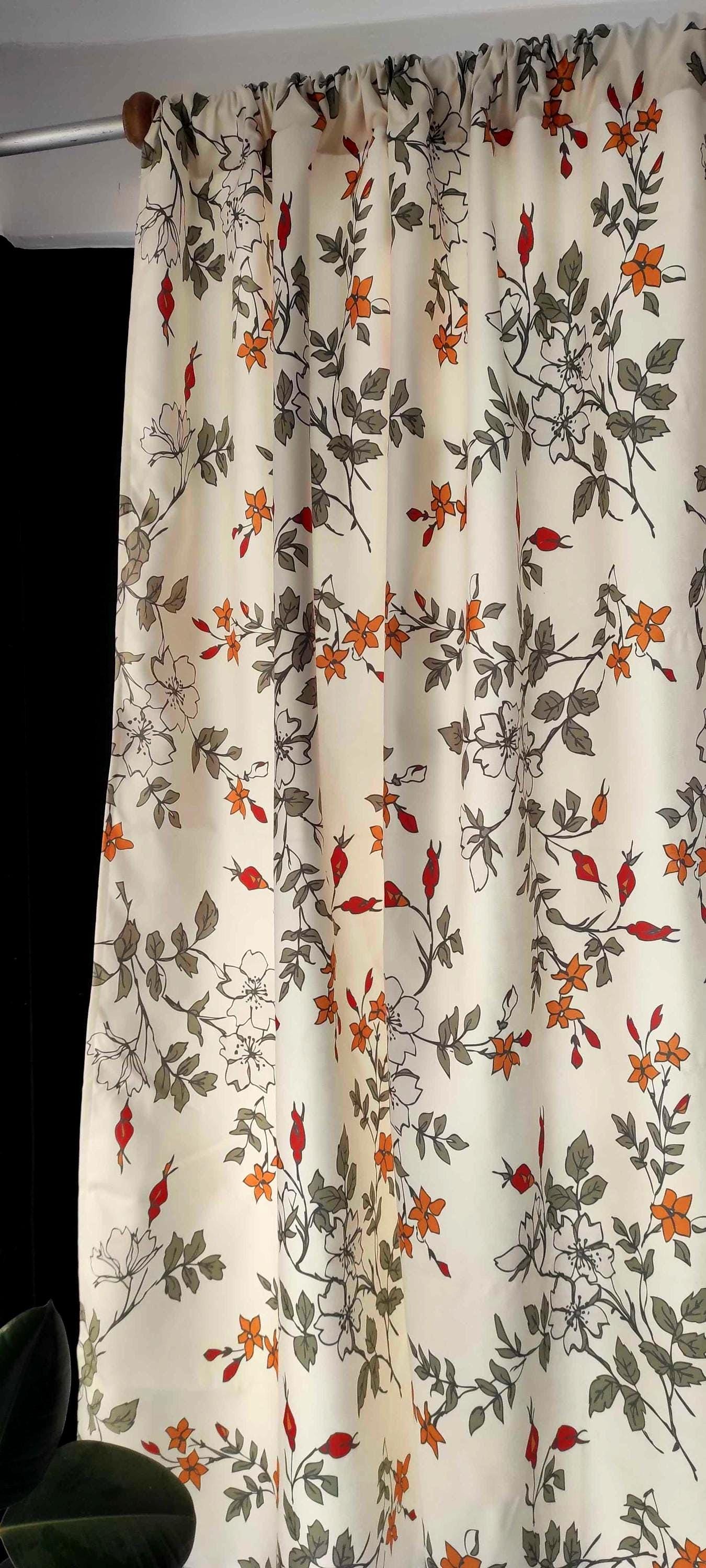 Floral Curtains, Retro Flower Print Drapes, Colorful Daisy Window Curtain, 70s Floral Curtains, 70s Floral Cottagecore Aesthetic Drapes