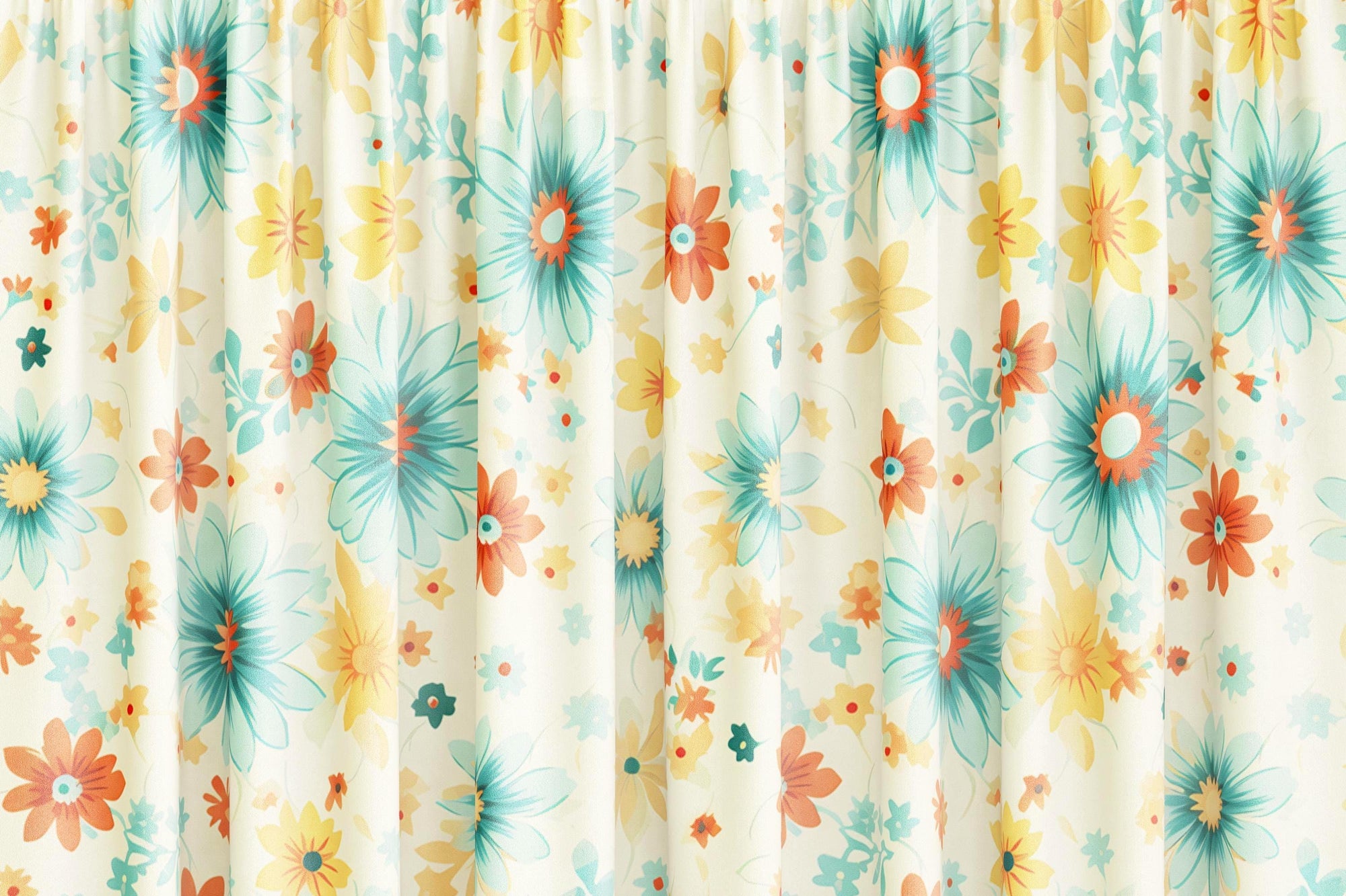 Floral Curtains, Retro Flower Print Drapes, Colorful Daisy Window Curtain, 70s Floral Curtains, 70s Floral Cottagecore Aesthetic Drapes