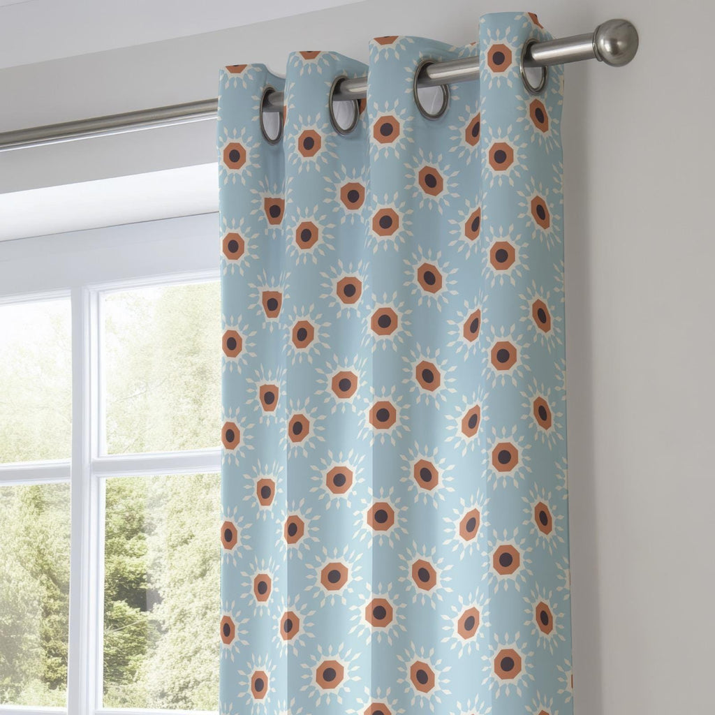 Mid Century Modern Blue Curtain Panels, 70s Retro Blue Curtains, MCM Curtain, Retro Style Window Curtains, 50s 60s Sun Curtain Panels