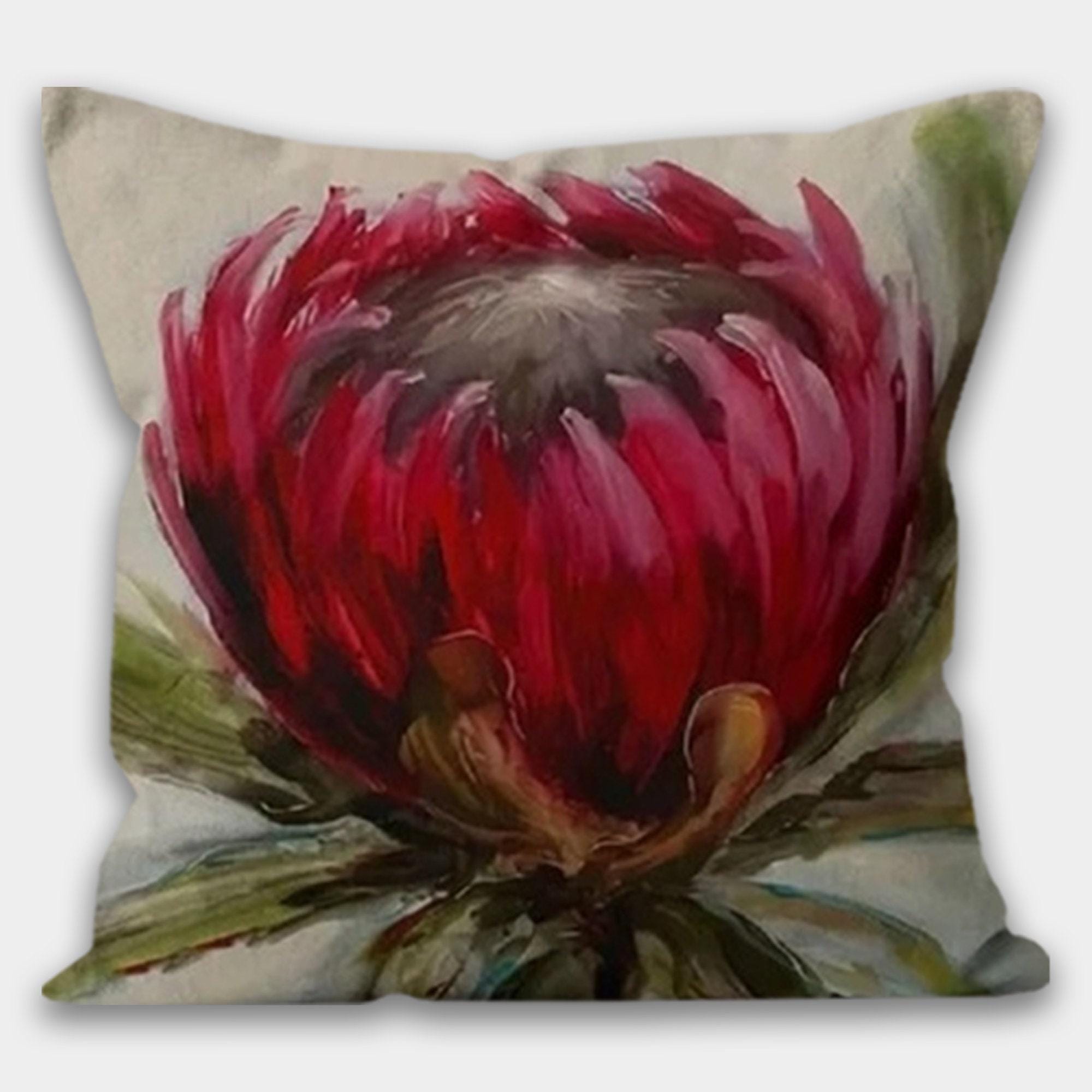 Waterproof Outdoor Floral Pillow Covers, Bold Botanical Cushion Covers for Patio & Living Room, Red Floral Indoor/Outdoor Home Decor