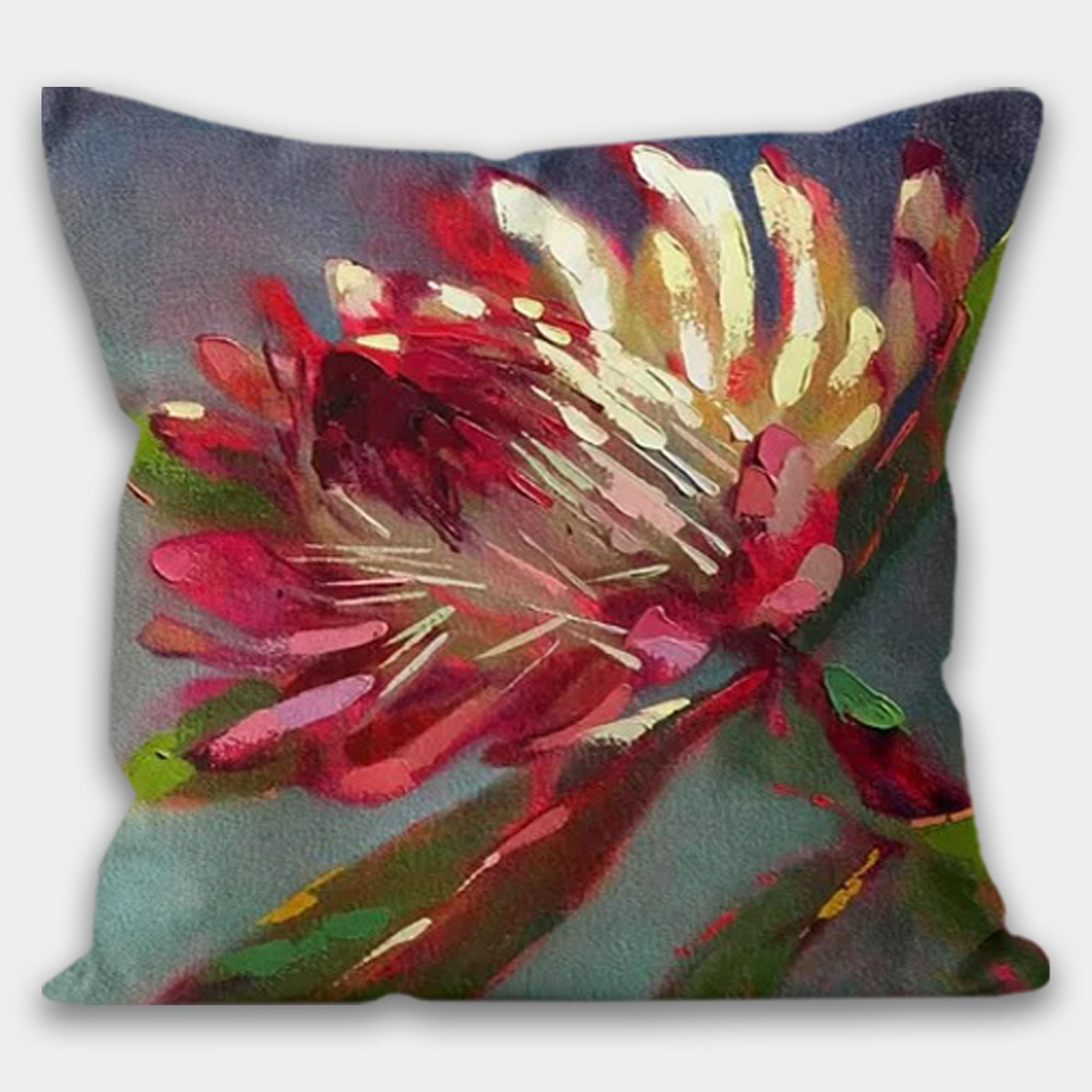 Waterproof Outdoor Floral Pillow Covers, Bold Botanical Cushion Covers for Patio & Living Room, Red Floral Indoor/Outdoor Home Decor